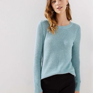 LOFT Cable Knit Trim Sweater